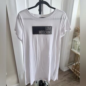 Love Moschino White Dress with Black Sparkky Logo